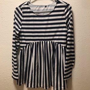 3/$10 Navy and white striped Long Sleeve top